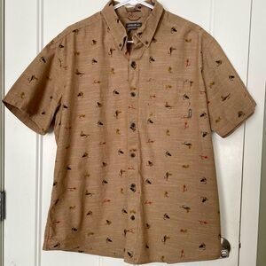 Eddie Bauer Brown Short Sleeve Shirt with Pattern